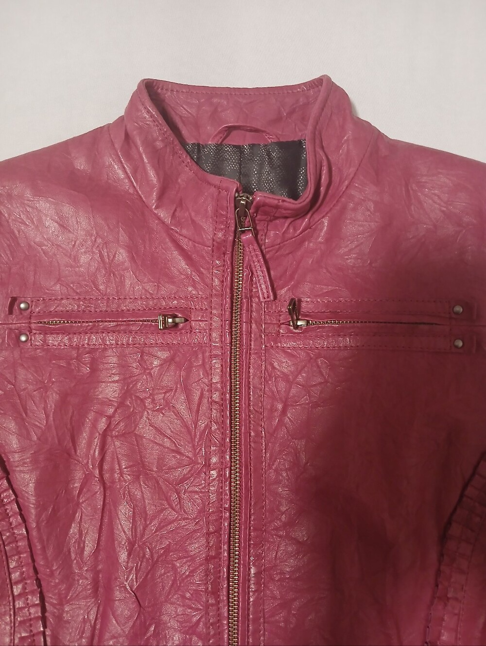 Danier Women's Genuine Leather Pink Moto Biker Jacket Small S Y2K Fitted - Picture 5 of 11